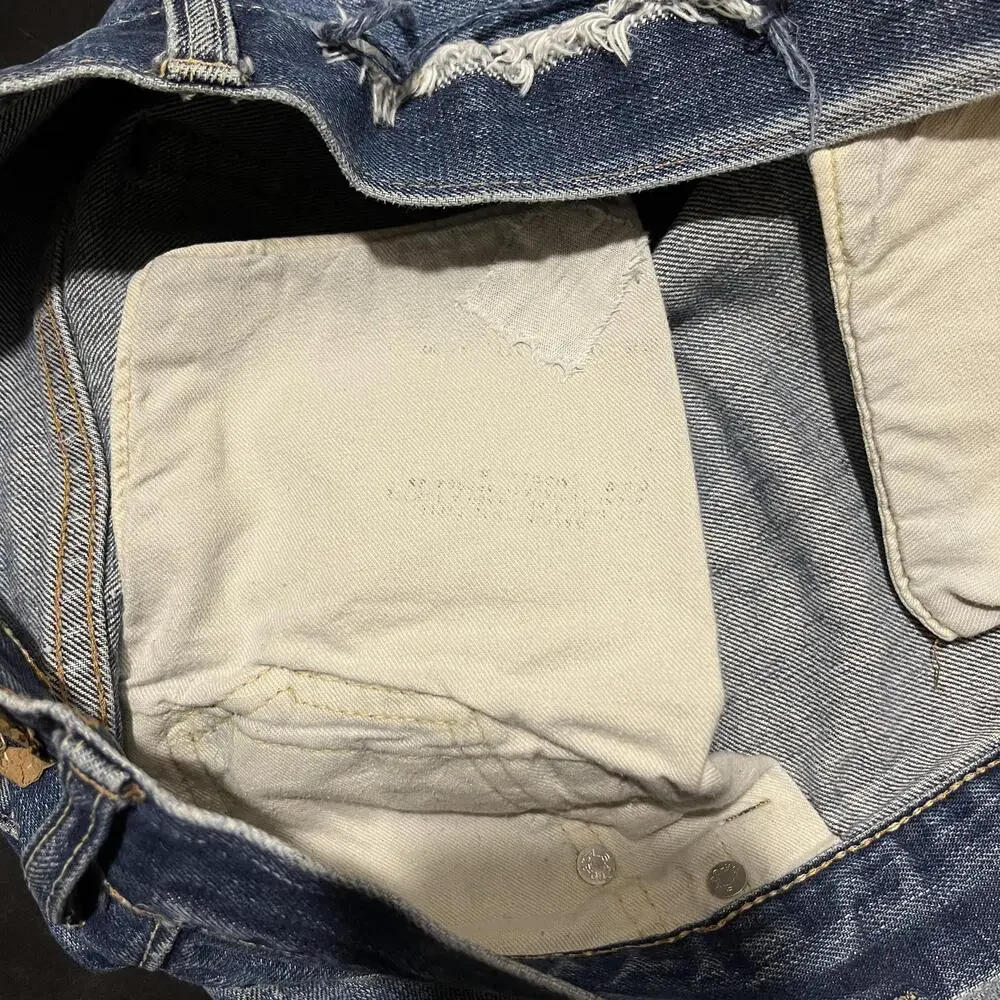 Levis Big E 1960s Single Stitch 505 Jeans 40in W 40x28 Blue Hem Zip Fly Talon 42
